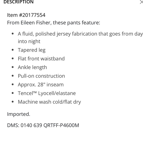 Eileen Fisher Tencel Jersey Tapered Leg Slouch Ankle Pants Size Small - Picture 7 of 8